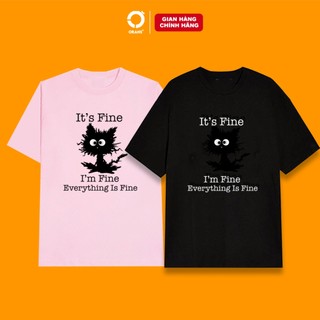 Áo đôi thun Orans hình mèo I'm Fine chất cotton 4C fullbox - Orans basic