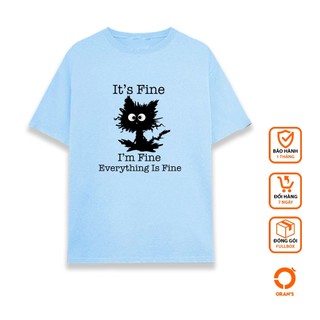 Áo đôi thun Orans hình mèo I'm Fine chất cotton 4C fullbox - Orans basic
