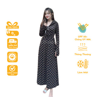  Áo Chống Nắng toàn thân họa tiết Dáng Dài Croptop Cao Cấp, váy chống nắng áo choàng liền thân