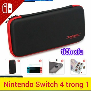 Bộ phụ kiện Nintendo Switch 4 in 1 : túi đựng máy , hộp đựng băng , dán màn hình , bộ kit lọc bụi của hãng dobe combo