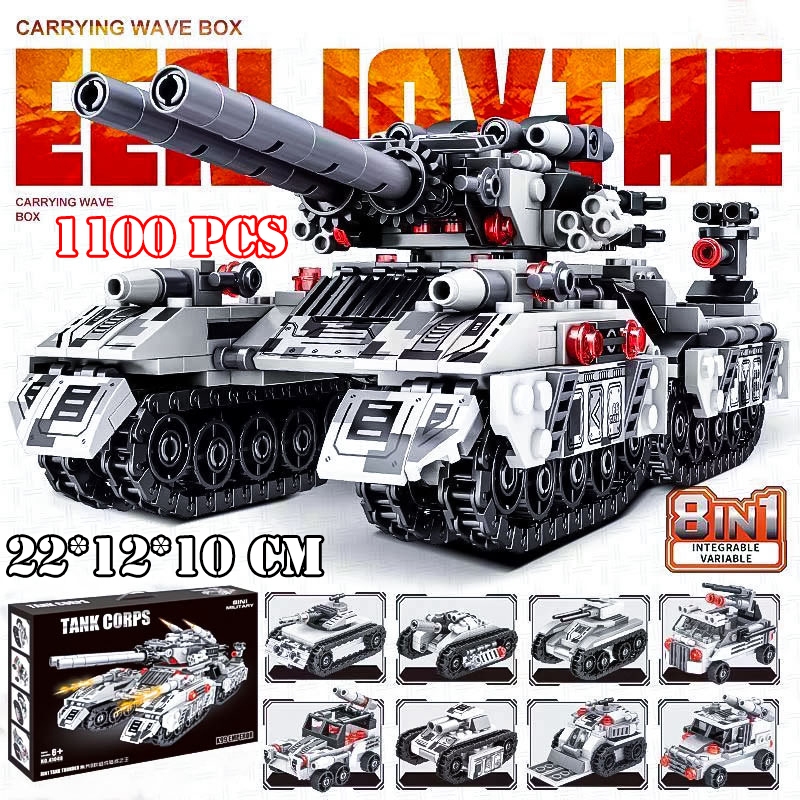 [1100 Mảnh] BỘ ĐỒ CHƠI XẾP HÌNH XE TĂNG Chiến Đấu, XE BỌC THÉP Tank, Lắp Ráp Xe Chiến Đấu Quân Đội - Máy Bay Trực Thăng