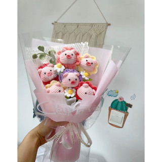 Bó hoa len handmade được làm thủ công bằng len