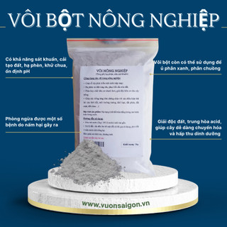 (Combo 5 gói) Vôi xử lý đất, xử lý nước thải, khử trùng. Vôi nông nghiệp, gói 1kg (Vườn Sài Gòn)