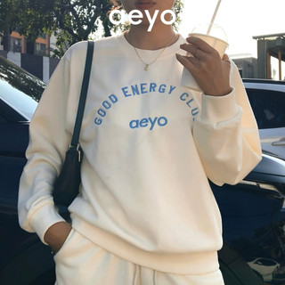 Áo nỉ Sweater cổ tròn Short From rộng Dài Tay Chất Liệu Nỉ Cotton, Màu be và màu xanh