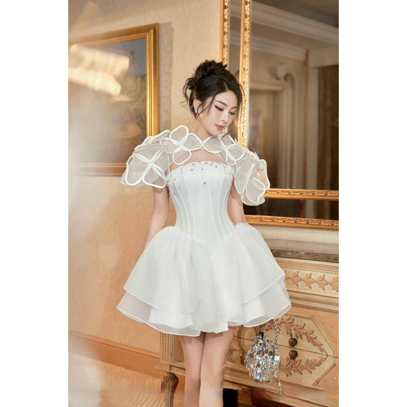 Đầm xoè TRIPBLE T DRESS dự tiệc sang trọng kết hoa nổi - size S/M/L - MS05V
