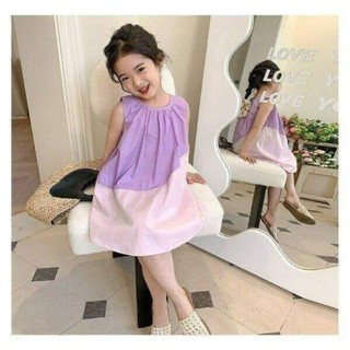Váy chữ A phối màu xinh xắn cho bé gái
