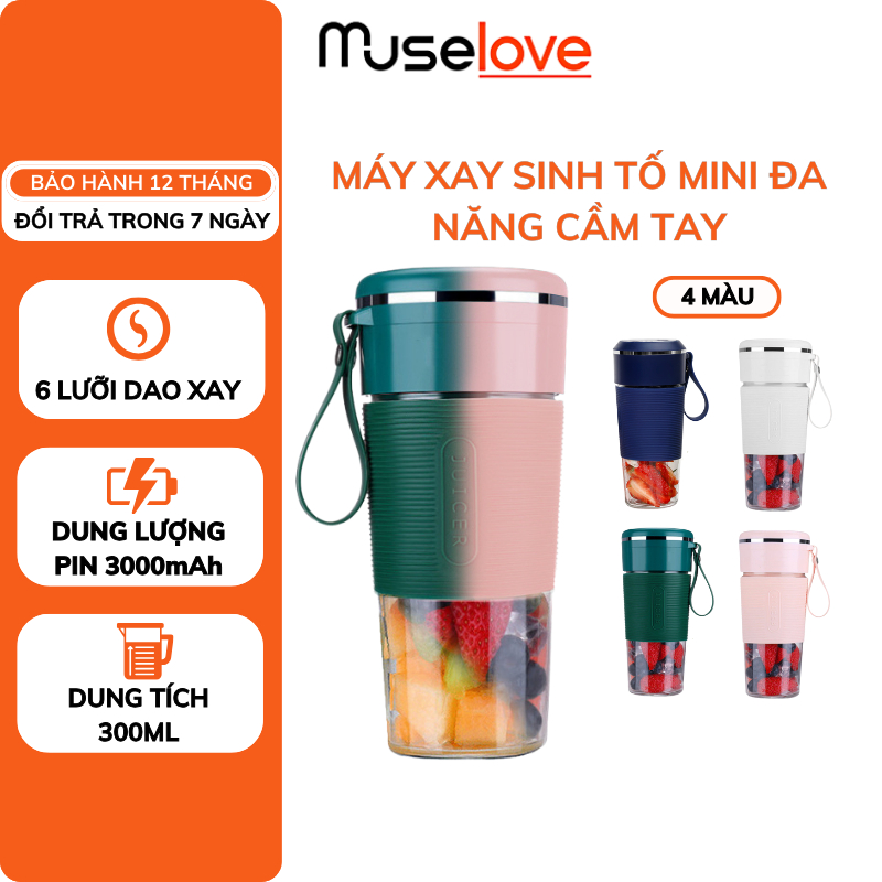 Máy Xay Sinh Tố DELADEP Cầm Tay Mini 6 Lưỡi Đa Năng, Máy xay Nhỏ Gọn Tiện Lợi Dung Lượng Pin Lớn 3000mAh