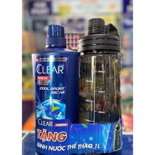 [TẶNG BÌNH NƯỚC]Dầu Gội Clear Men Cool Sport Bạc Hà X3 sức mạnh đánh bay gàu, chai 630g