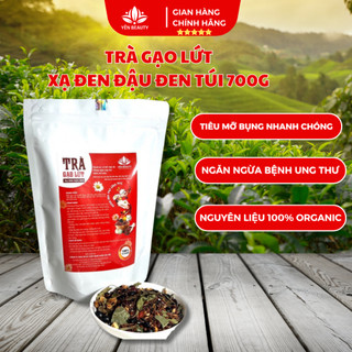 Trà gạo lứt xạ đen đậu đen YẾN BEAUTY cho bà bầu túi zip 700g, trà gạo rang đỗ đen hỗ trợ giảm cân chống lão hóa