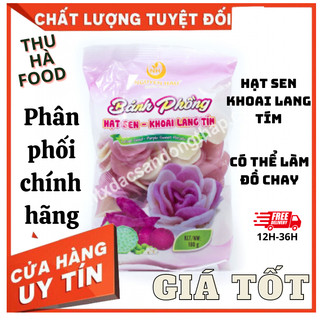Bánh phồng hạt sen-khoai lang tím Nguyên Hậu gói 180g có thể làm món chay