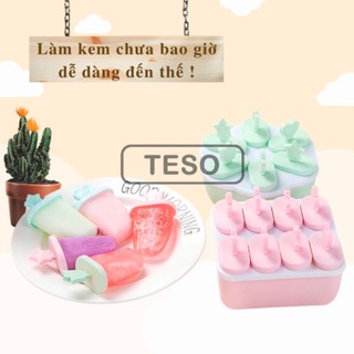 Khuôn làm kem 8 que có nắp đậy - khay làm kem 8 cây - tesovn