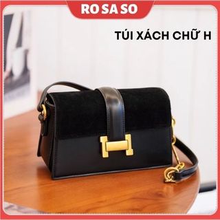 Túi xách nữ đeo vai đeo chéo kẹp nách khóa chữ H nắp nhung đi làm đi chơi đẹp ROSASO TX123