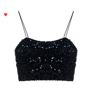 Áo 2 dây kim sa có mút kiểu dáng croptop cực cá tính sexy