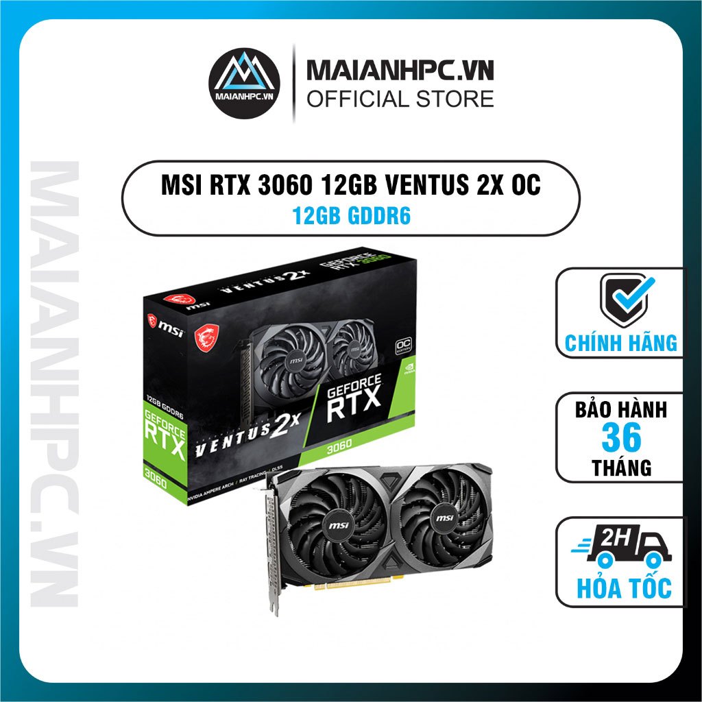 [COMBO 2,4] VGA Card màn hình MSI RTX 3060 12GB GDDR6 VENTUS 2X OC