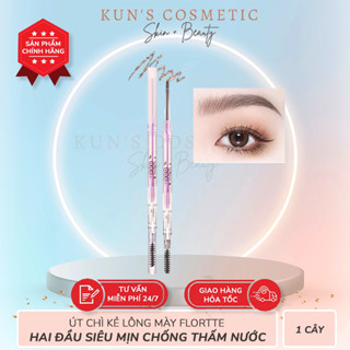 Bút Chì Kẻ Lông Mày FLORTTE Hai Đầu Siêu Mịn Chống Thấm Nước Và Mồ Hôi