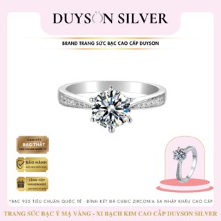 Nhẫn bạc Ý 925 mạ vàng trắng nữ đính đá ổ 6 chấu đính đá CZ 5A cao cấp Duyson Silver [NXK50]