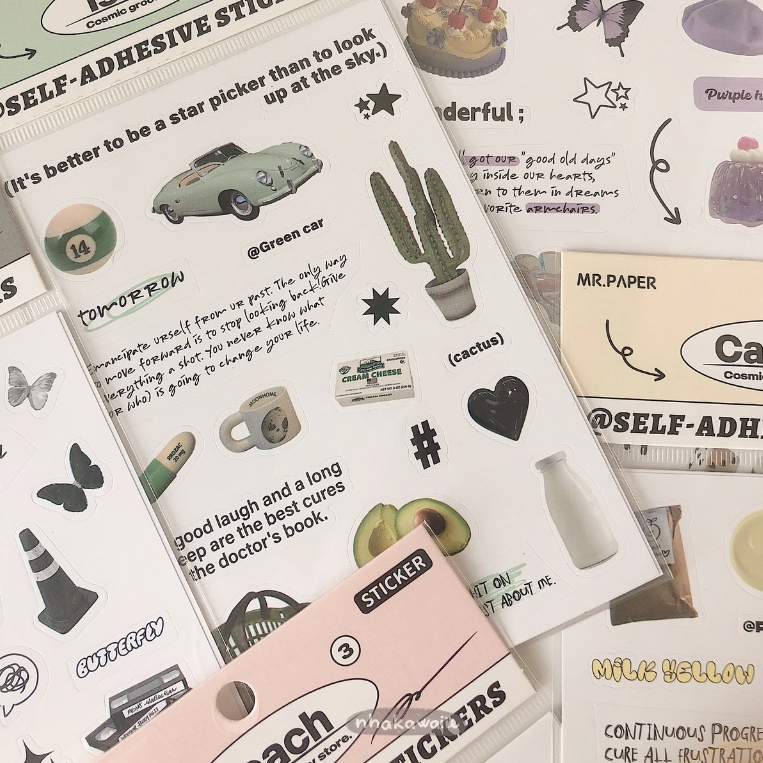 Set 2 tấm sticker trang trí bullet journal Cosmic Grocery Store