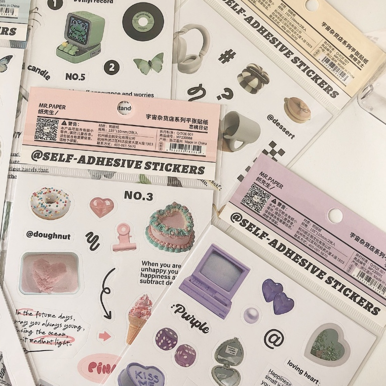 Set 2 tấm sticker trang trí bullet journal Cosmic Grocery Store