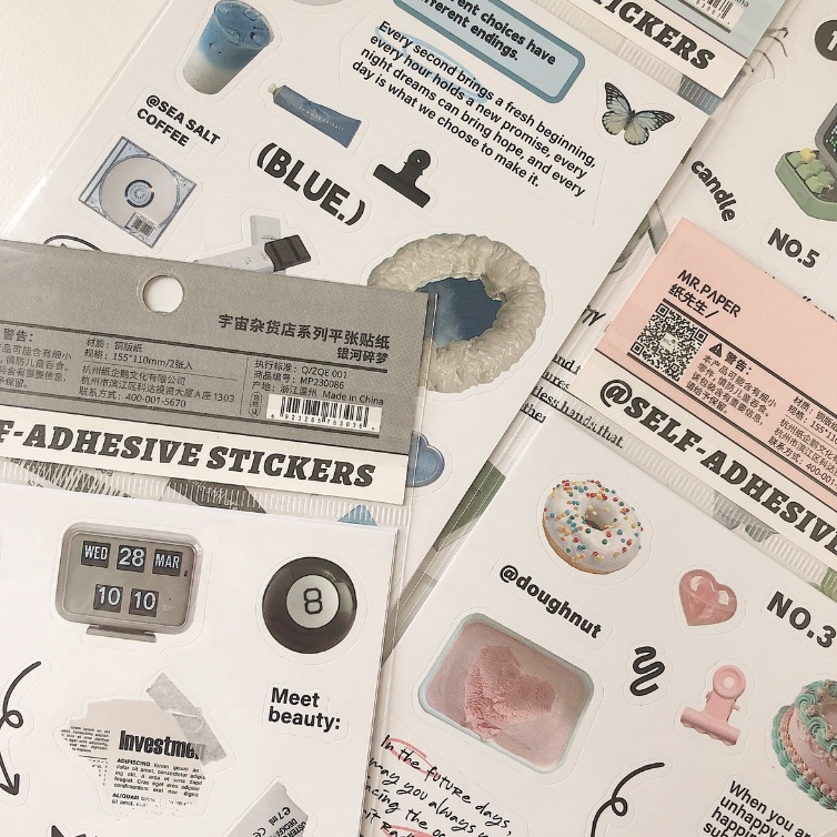 Set 2 tấm sticker trang trí bullet journal Cosmic Grocery Store