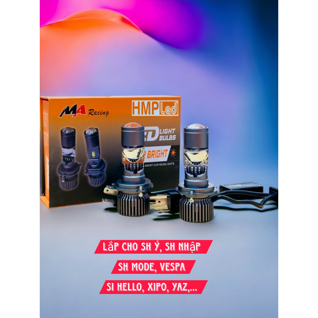 Đèn Led  Pha Bi Cầu Mini T1 Pro Kính Tím Chính Hãng MA Racing Lắp SH Mode, SH Nhập, SH Ý, VesPa, Sirius Hello, Xipo, YaZ