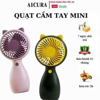 Quạt mini cầm tay tích điện hình tai thú dễ thương,pin khủng liên tục 8h(Tặng kèm dây+sạc..) Chính Hãng A1CURA BH 12T