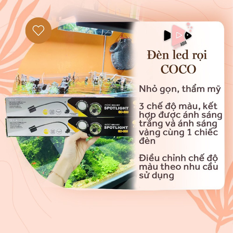 Đèn Led Rọi COCO 3 chế độ màu SD-300 (3w-5w-7w) cho hồ thuỷ sinh, BIOTOPE