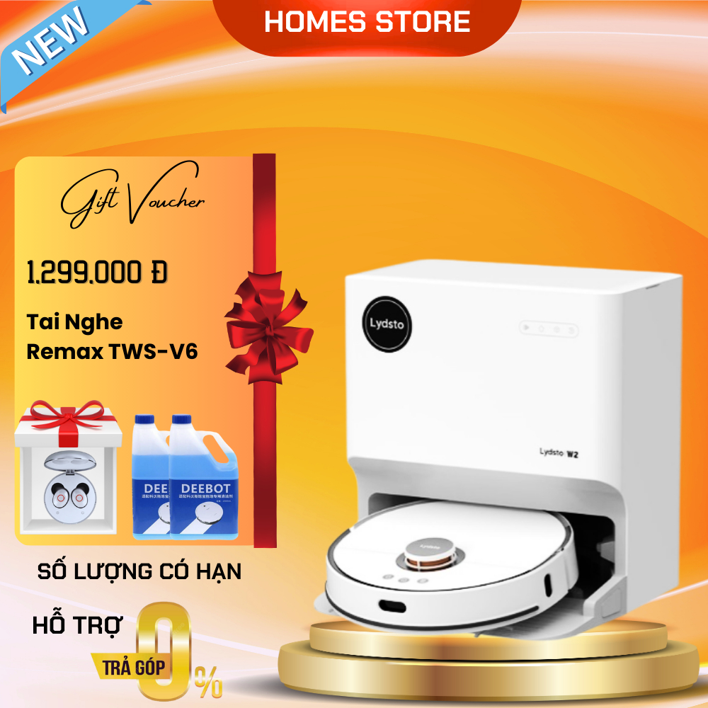 Robot Hút Bụi Lau Nhà Xiaomi Lydsto W2 - Bản Quốc Tế - Tự Động Giặt Khăn, Tự Động Đổ Rác - BH 12 Tháng