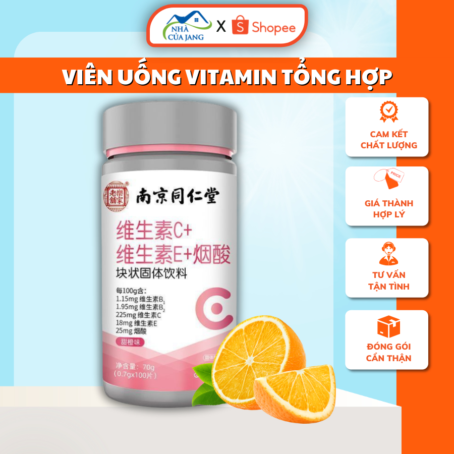 Viên Uống Vitamin Tổng Hợp C, E, Niacin Đồng Nhân Đường - Multivitamin Trắng Da, Mờ Nám và Chống Lão Hóa - Nhà Jang
