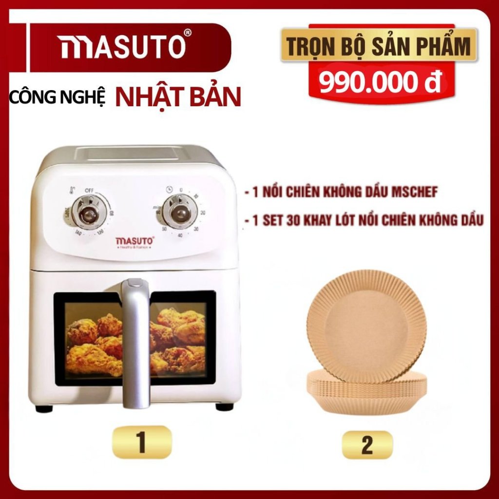Nồi chiên không dầu Masuto MSChef 6L 1500W đa năng dễ vệ sinh an toàn trong quá trình sử dụng - bảo hành 12 tháng