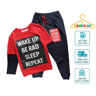 Bộ dài tay bé trai JAMIKIDS size đại chất thun cotton xuất mềm mịn 23-57kg