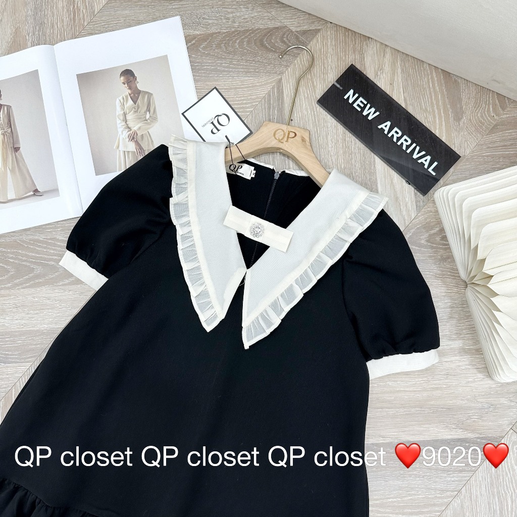 Váy nữ celine cổ trắng 4315 hàng đẹp xuất sấc mặc cực tôn dáng