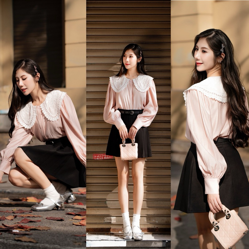 Lace Collar Shirt - Sơ mi cổ ren bản to kiểu dáng thanh lịch nữ tính mặc đi làm đi chơi đều đẹp