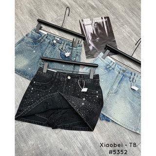 Chân váy jeans đính đá dáng ngắn 📸