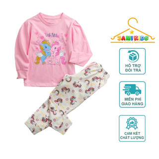 Bộ dài tay bé gái JAMIKIDS, bộ cotton bé gái dài size nhí 13-27kg