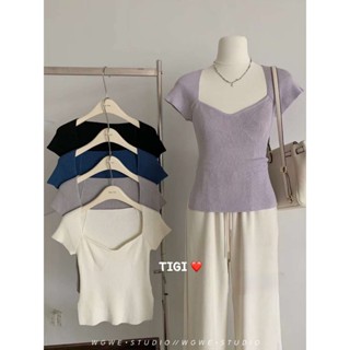 Áo Thun Len Tăm Cổ Vuông Hàng Chuẩn Tag Wg We Đủ 5 Màu