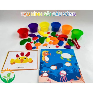 Bộ Đồ Chơi Giáo Dục Montessori Sỏi Cầu Vồng Gồm 36 Viên