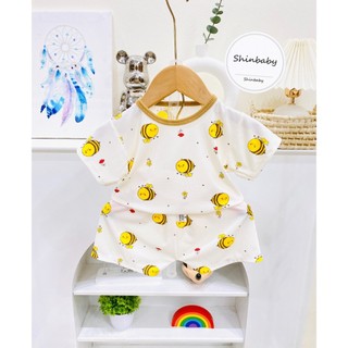 Bộ gân tăm lạnh cộc tay mềm mát nhiều họa tiết dễ thương cho bé
