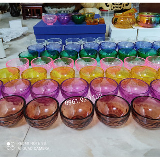 Chén cúng 6cm thủy tinh 7 màu bát cúng nước thờ cúng phong thủy mật tông tây tạng giá sỉ