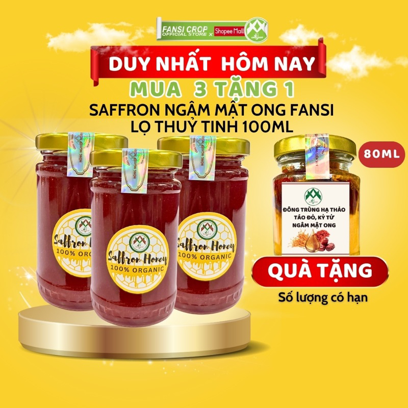 Saffron ngâm mật ong Fansi nguyên chất chính hãng thượng hạng, lọ 100ml