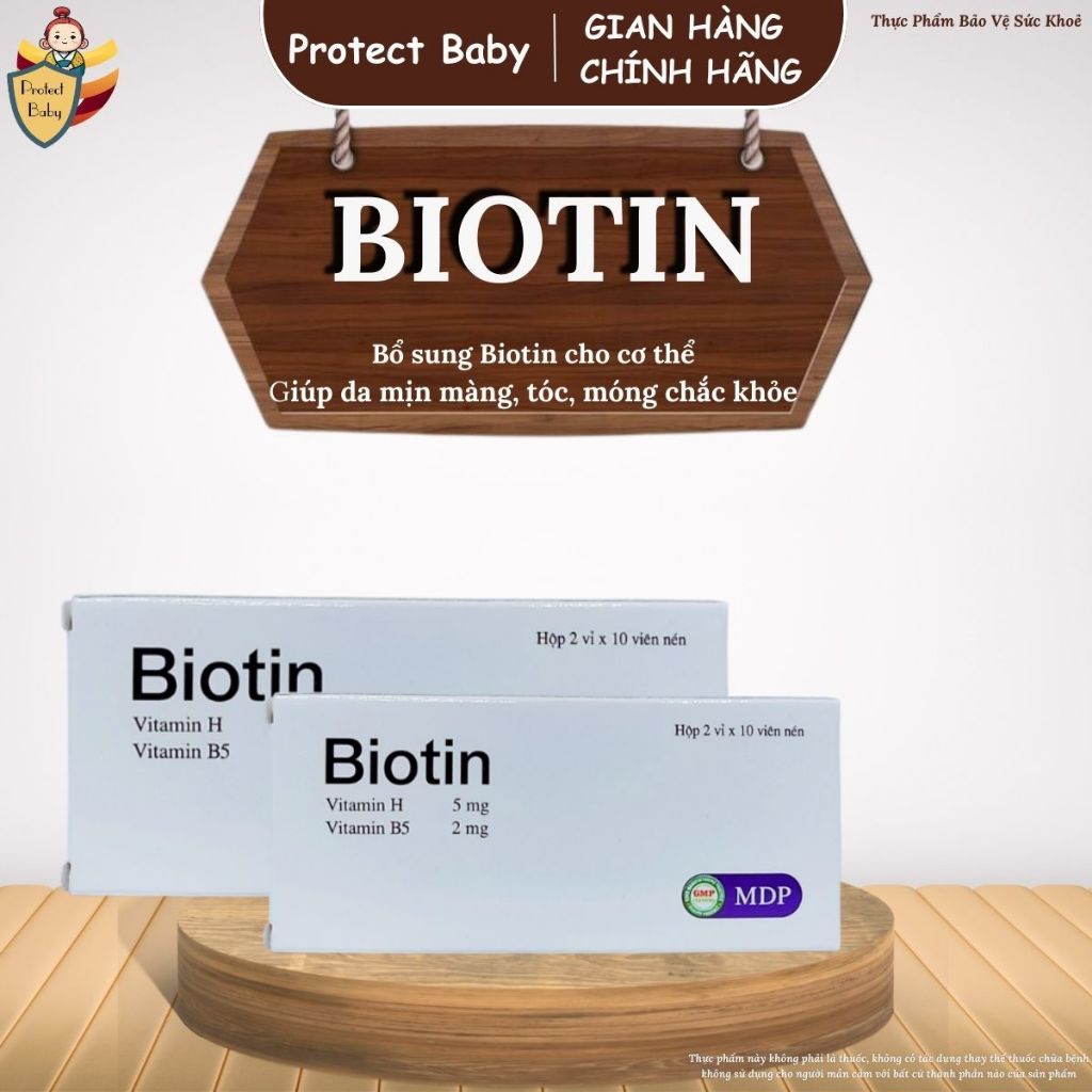 Viên uống Biotin (Vitamin H, B5) MDP giúp da đẹp mịn màng, bảo vệ tóc, giảm rụng, tóc, móng chắc khoẻ