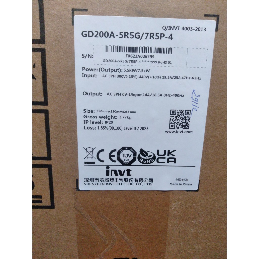 Biến tần INVT GD200A-5R5G/7R5P-4 5,5kw-380v
