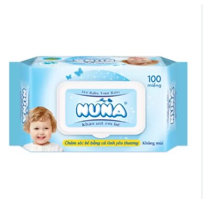 Khăn giấy ướt Nuna 100 tờ tặng 1 túi nhỏ 10 tờ