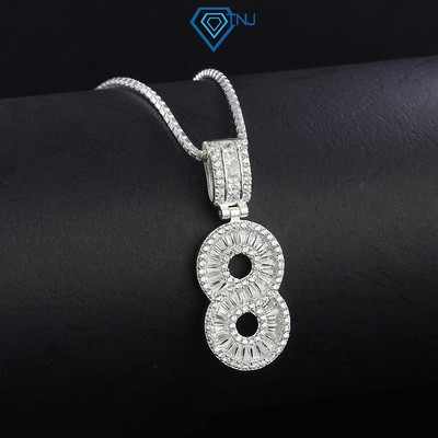 Dây chuyền nam bạc số 8 đính đá sang trọng DCA0089 - Trang Sức TNJ