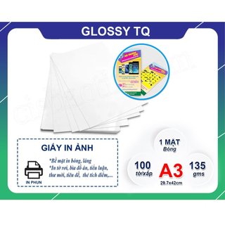 100 tờ giấy ảnh 1 mặt glossy photo tq a3 135g