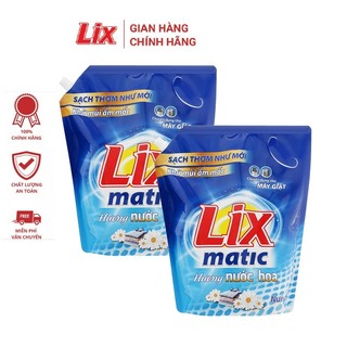 Combo 2 túi nước giặt Lix Matic hương nước hoa  3.5kg giặt tẩy mọi vết bẩn cứng đầu dùng cho máy giặt cửa trước NGM42
