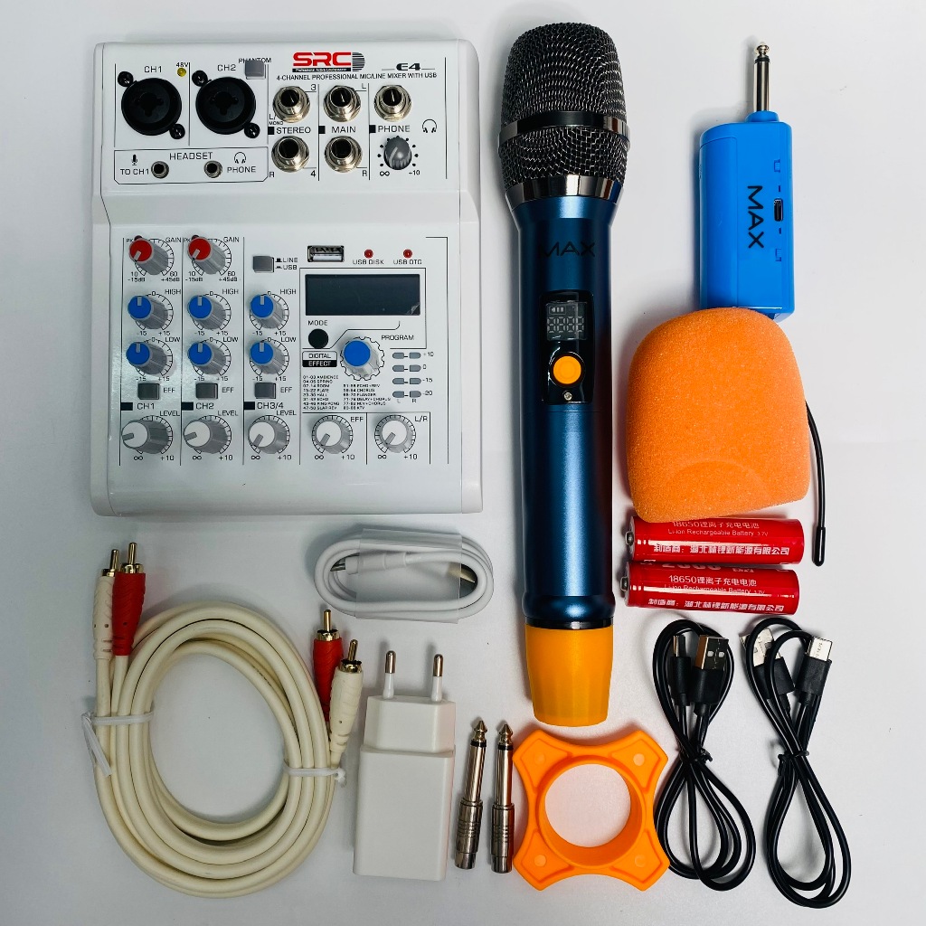 [ Giảm Giá ] Combo Mixer Thu Âm Livestream Karaoke E4 và Mic Max36 Chính Hãng Giá Tốt - Siêu Phẩm Âm