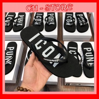 Dép Tông Nam DSQ Chữ ICON Họa Tiết Cao Cấp Hot Hè 2024, Dép Xỏ Ngón Nam Nữ Đế Cao Su Size 38-43