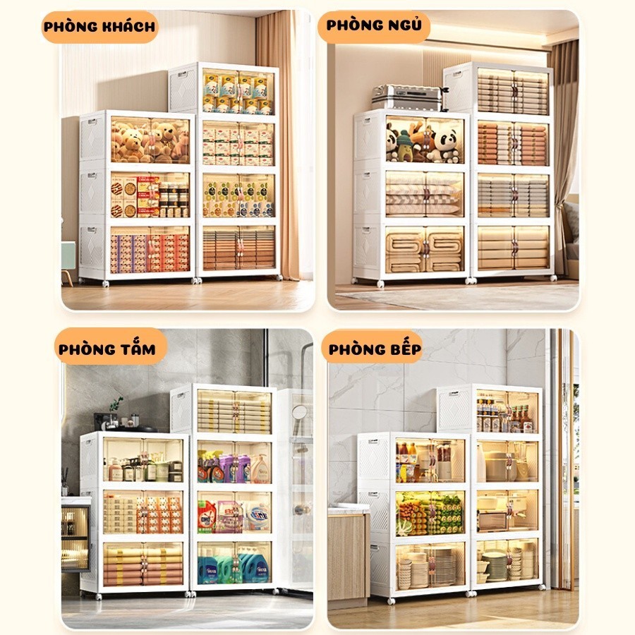 Hộp đựng không cần lắp đặt, tủ trưng bày hàng hóa gia đình, tủ đựng đồ ăn nhẹ, quần áo, đồ chơi có thể gấp gọn, xoay 360 | BigBuy360 - bigbuy360.vn