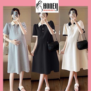 Đầm Bầu Váy Bầu Váy Polo Dáng Suông Chữ A Mùa Hè Chất Thun Tổ Ong Xinh Xắn Lịch Sự Đi Làm Đi Chơi HD2500 Honey Mommy