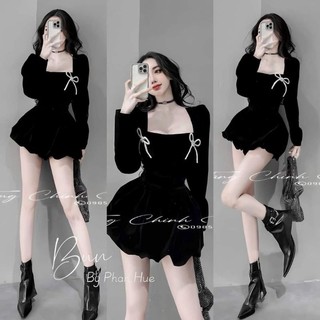 Sét kiểu đùi áo croptop tay dài